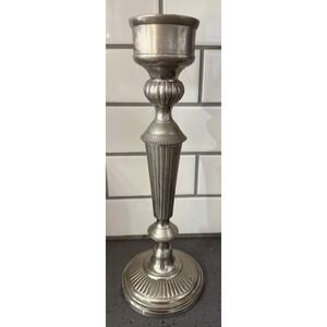 Baroque Pillar Candlestick Holder Silvertone Metal‎ Home Decor Vintage